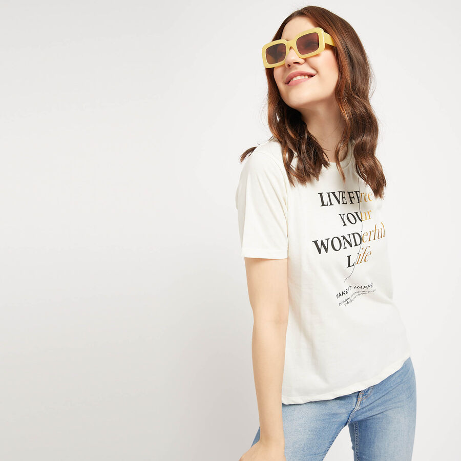 Round Neck T-Shirt, Off White, large image number null