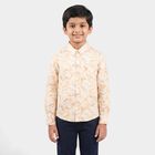 Boys White Printed Casual Shirt, White, small