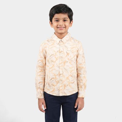 Boys White Printed Casual Shirt