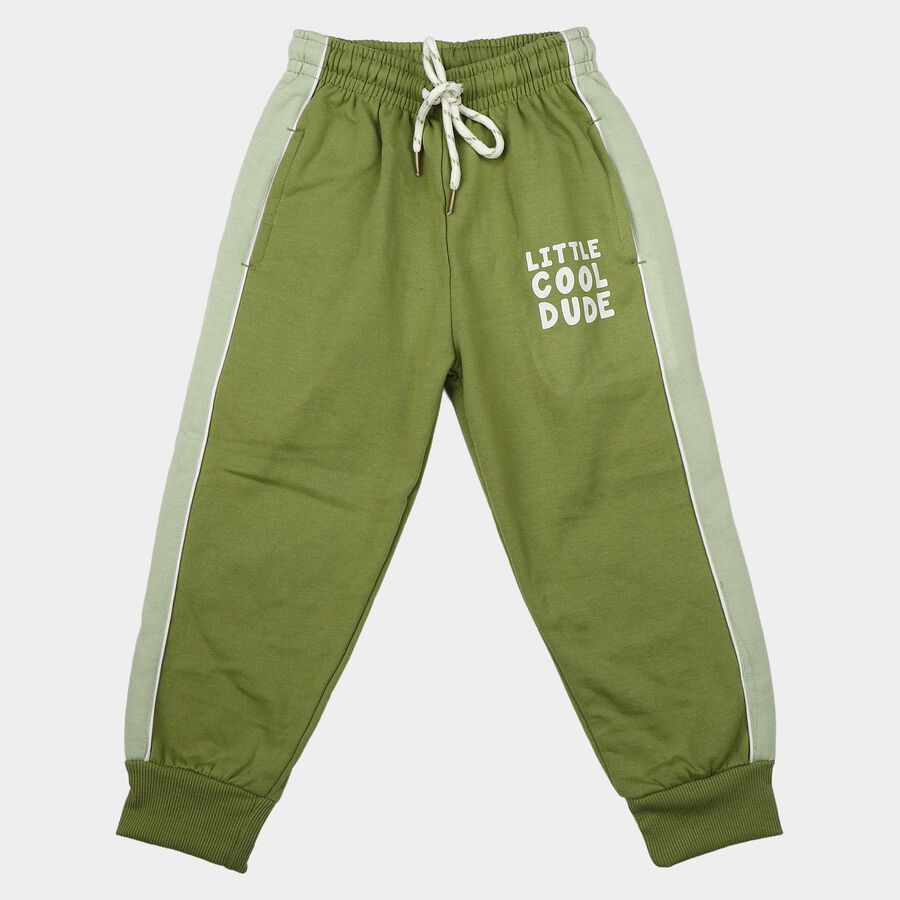 Boys Olive Green Jogger Slogan Print Pyjama, ओलिव, large