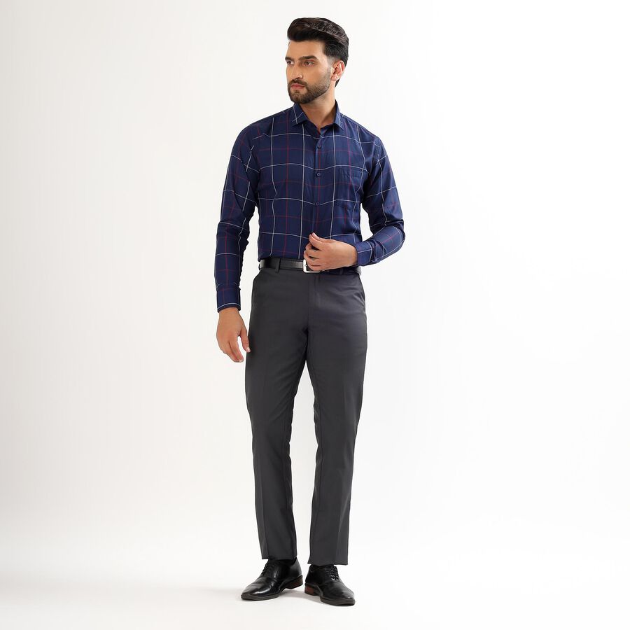 Men's Deep Midnight Navy Blue Full Sleeve Classic Formal Shirt, Navy Blue, large image number null