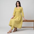 Women's Light Green Notch Neck Embellished Kurta, Light Green, small