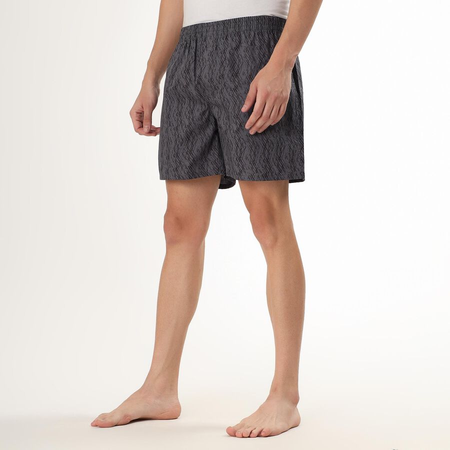 Men's Charcoal Black Inner Elastic Cotton Boxer, Dark Grey, large image number null