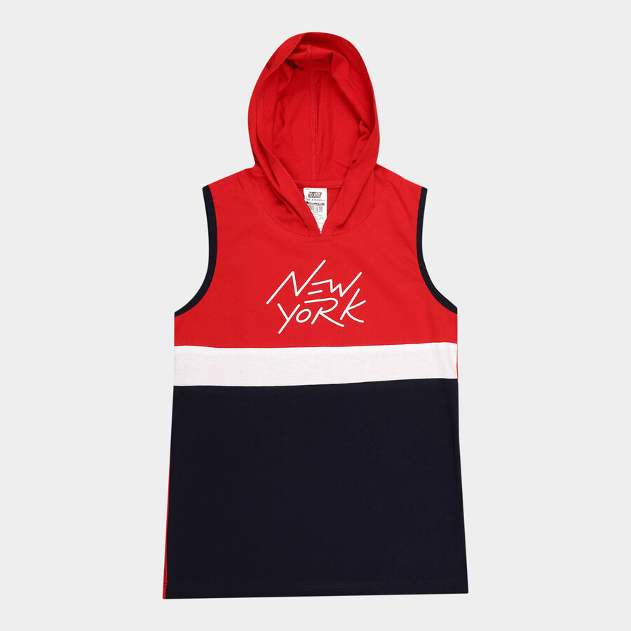 Boys Cut & Sew T-Shirt, Red, large image number null