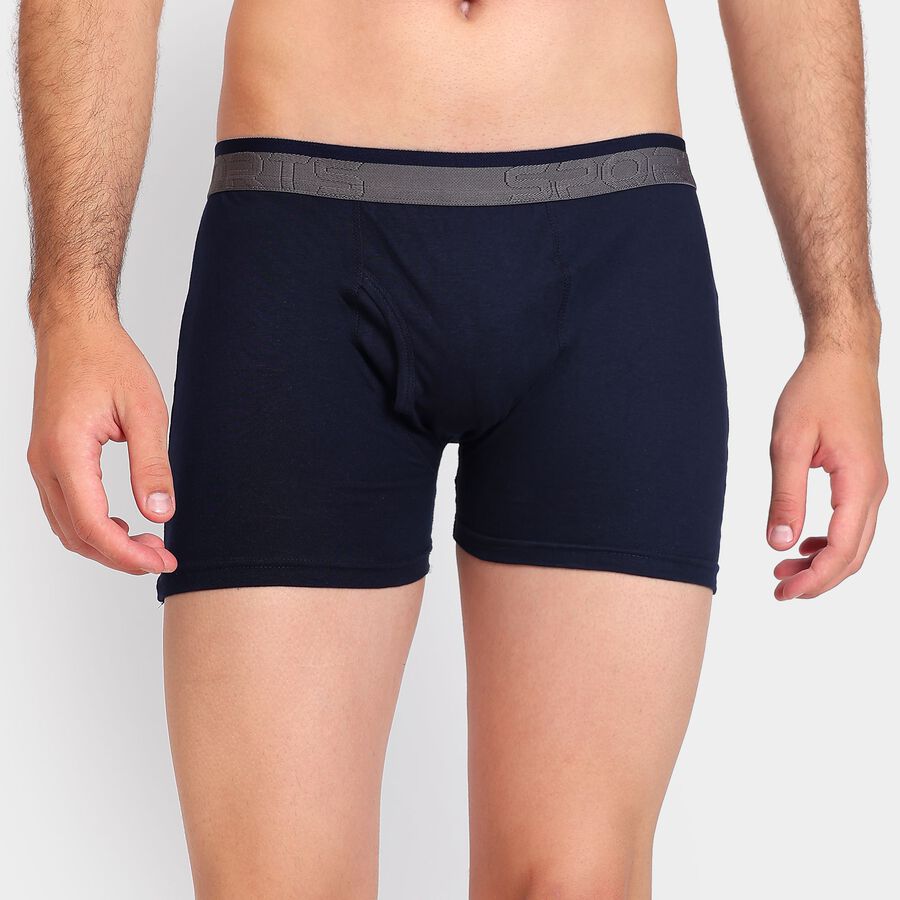 Men's 100% Cotton Trunks, Navy Blue, large image number null