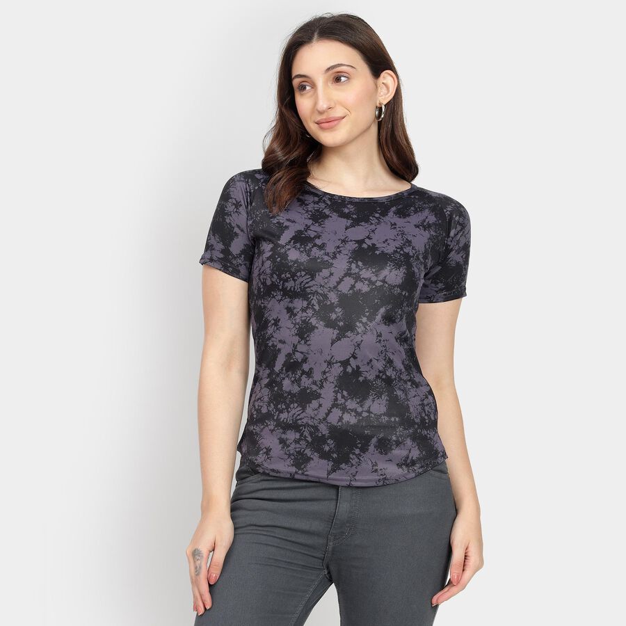 Ladies' Round Neck T-Shirt, गहरा ग्रे, large image number null