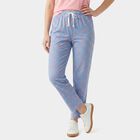 Women's Light Blue Straight Fit Strawberry Printed Drawstring Pyjama, Light Blue, small