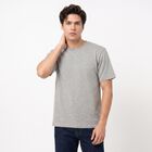 Men Grey Round Neck Regular T-Shirt, Melange Mid Grey, small