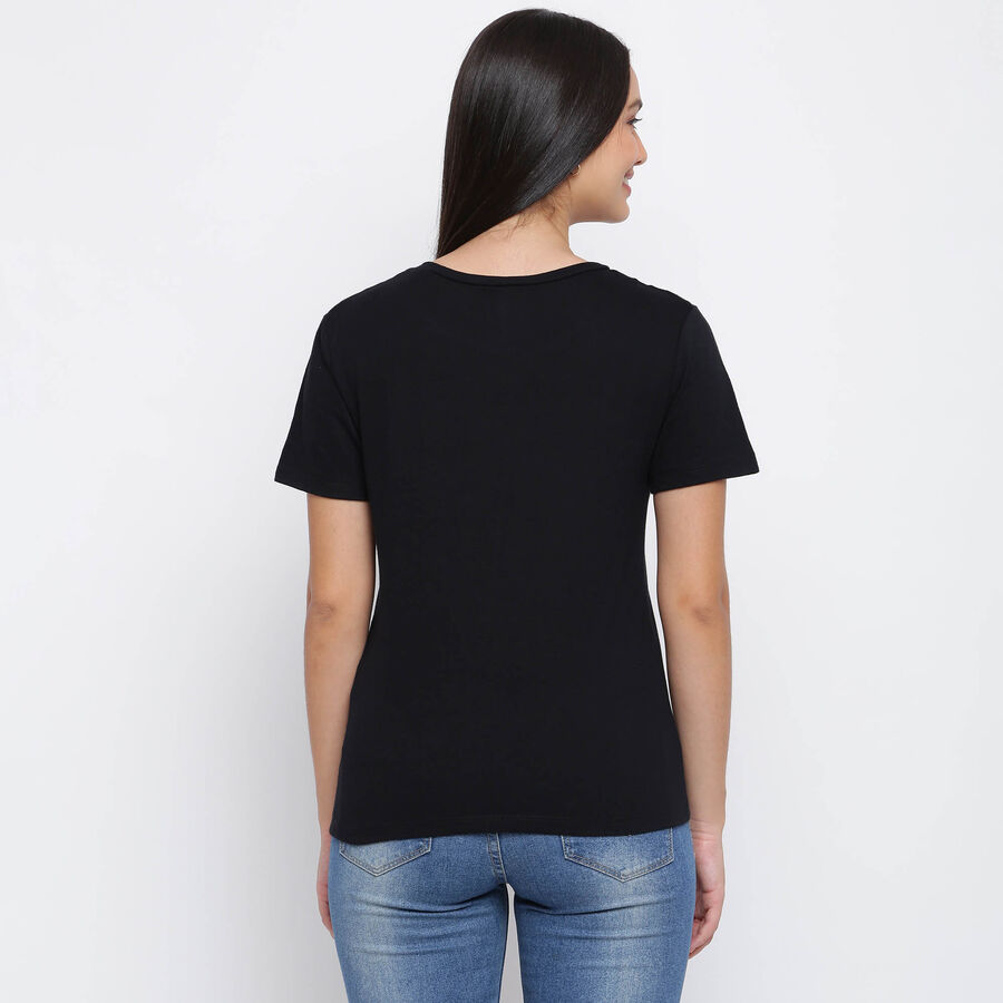 Solid Round Neck T-Shirt, Black, large image number null