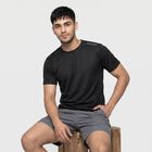 Men's Black Round Neck Regular Drifit T-Shirt, काला, small