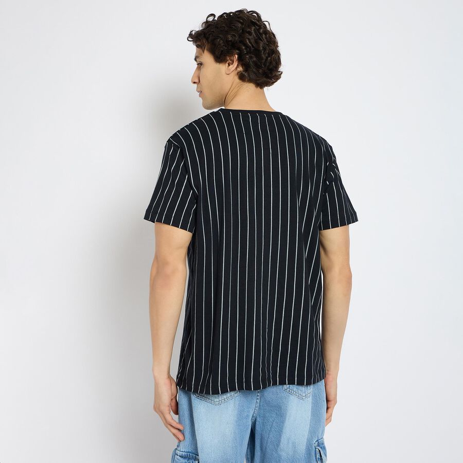 Men's 100% Cotton Round Neck Half Sleeves T-Shirt , Black, large