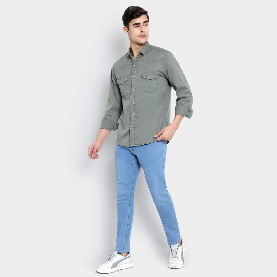 Cotton Solid Casual Shirt, Olive, large image number null