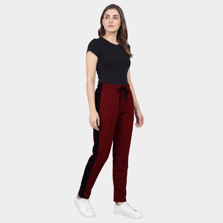 Women's Wine Slim Fit Graphic Print Cuffed Track Pants, Wine, large