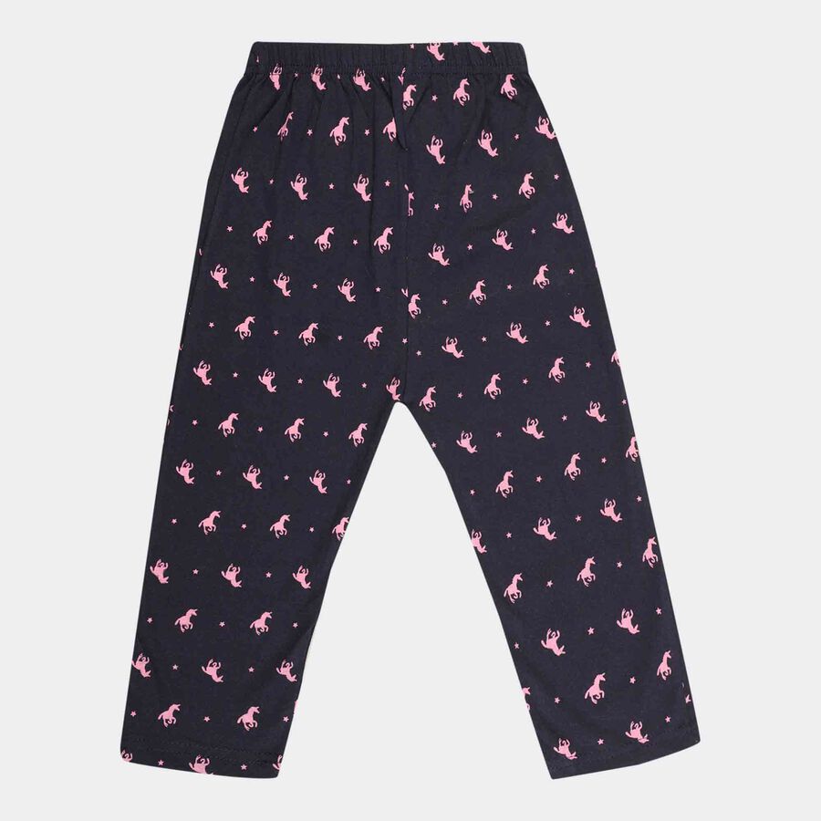 Girls Printed Pyjama, Navy Blue, large image number null