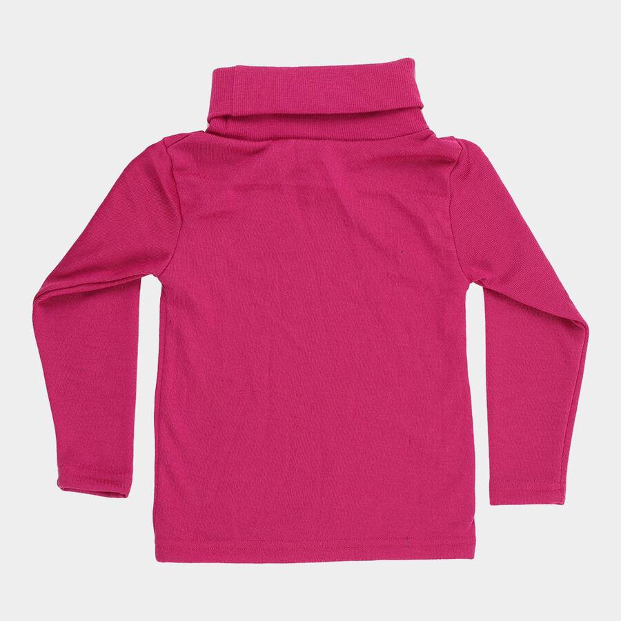 Girls Bright Magenta Turtleneck Casual Pullover, Purple, large image number null
