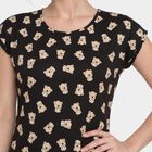 Women Black Round Neck T-Shirt Style Nighty, काला, small