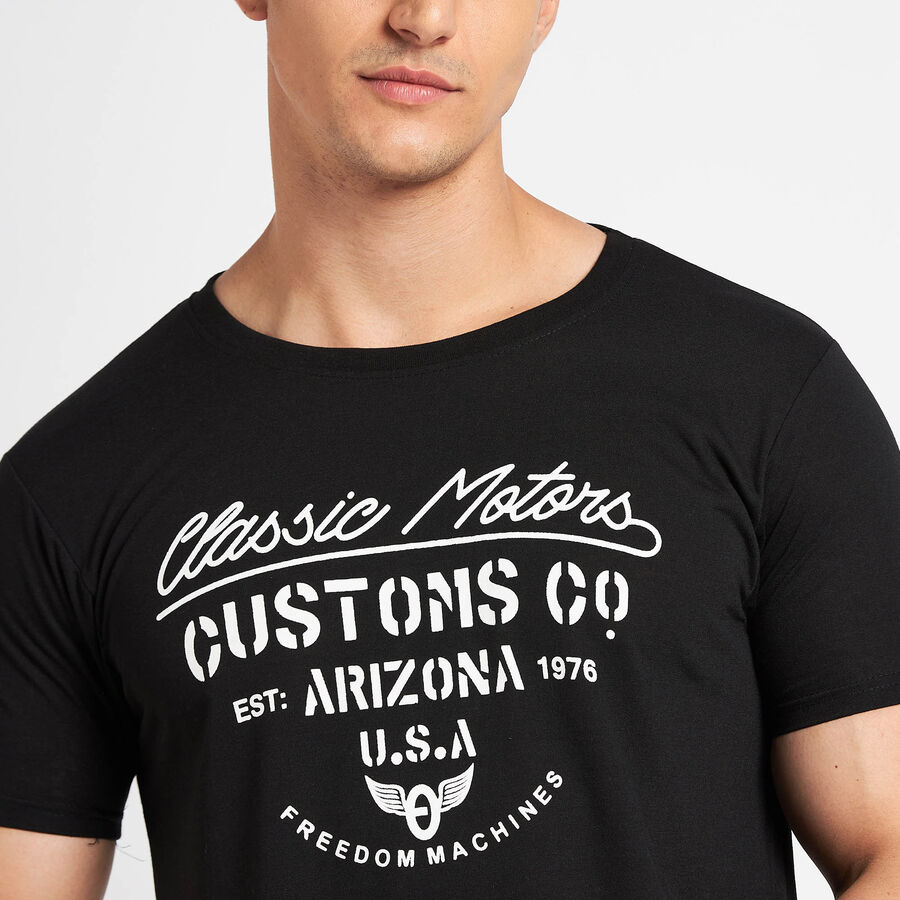 Round Neck T- Shirt, Black, large image number null