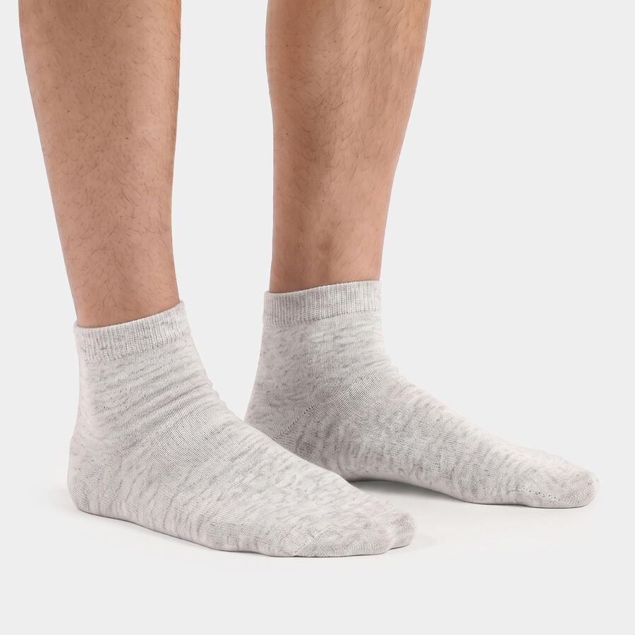 Men's Ankle Length Pack of 3 Socks ( Grey, Black, White ), Navy Blue, large