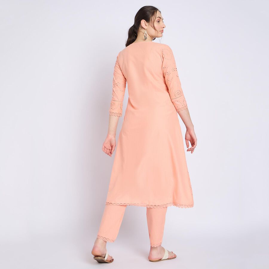 Ladies' 100% Cotton Kurta Pyjama Set, Peach, large image number null