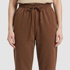 Women's Brown Jogger Fit Drawstring Track Pants, Brown, small