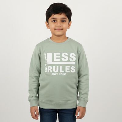 Boys Light Sage Green Crew Neck Casual Sweatshirt