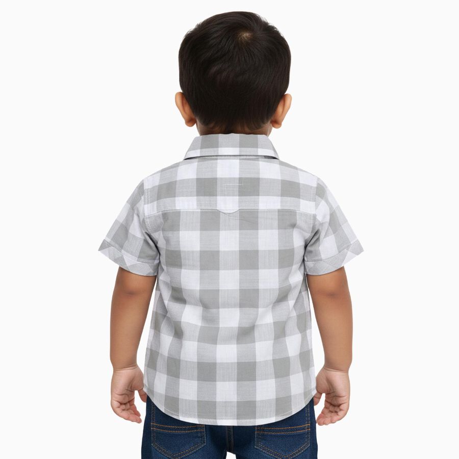 Infants Light Grey Cotton Half Sleeve Classic Casual Shirt, Light Grey, large image number null