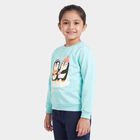 Girls' Aqua Round Neck Pullover Sweatshirt, Aqua, small