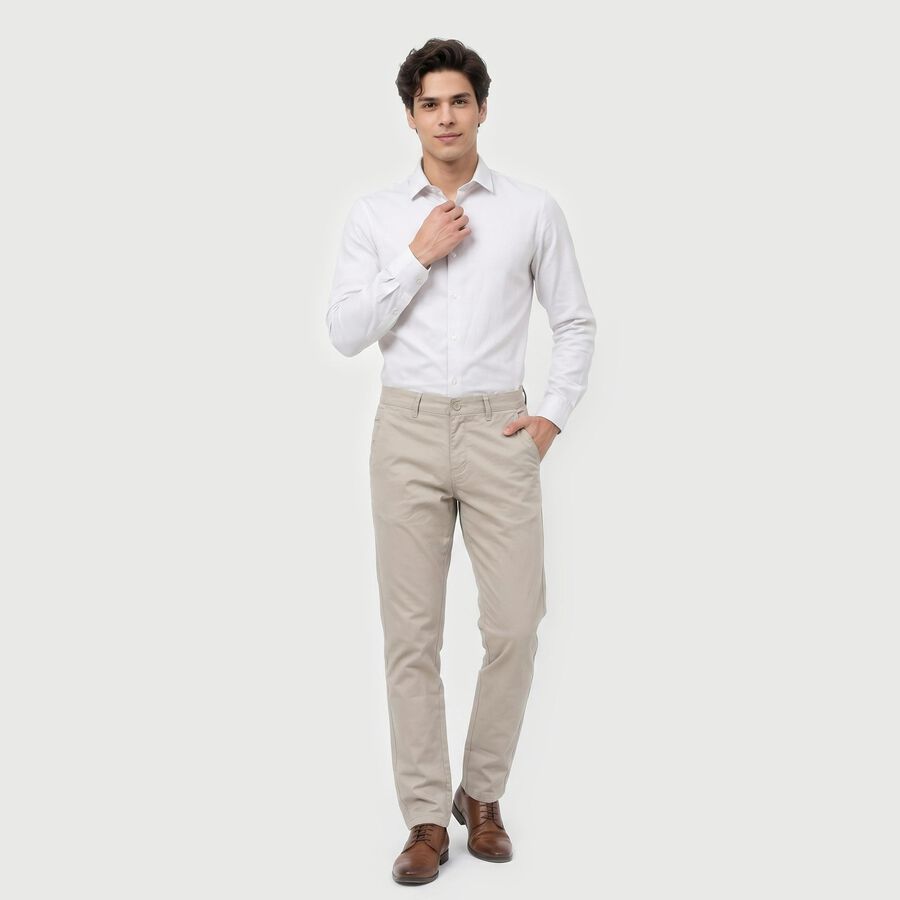 Men's Silver Slim Fit Chino Trousers, सिल्वर, large