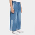 Girls' Light Blue Wide Leg Cargo Style Jeans, मध्यम नीला, small
