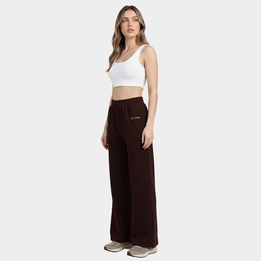 Women's Brown Regular Fit Cuffed Track Pants, भूरा, large