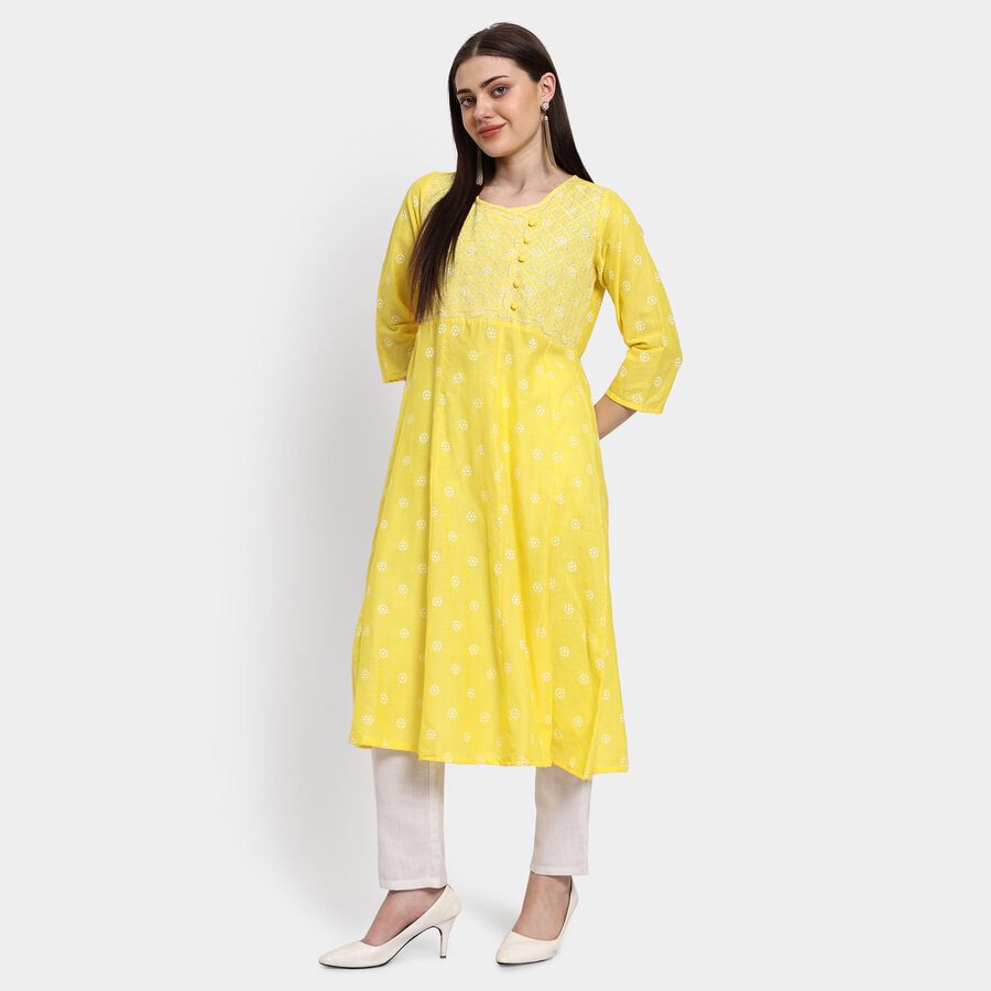 Ladies' 100% Cotton Kurta , पीला, large image number null