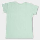 Girls' Light Green Cotton Blend Crew Neck Casual T-Shirt, हल्का हरा, small image number null