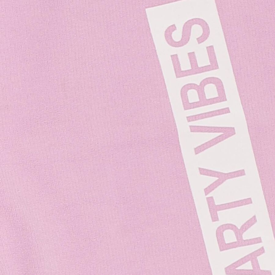 Girls' Light Pink Elastic Waist Party Vibes Pyjama, लाइलेक, large image number null