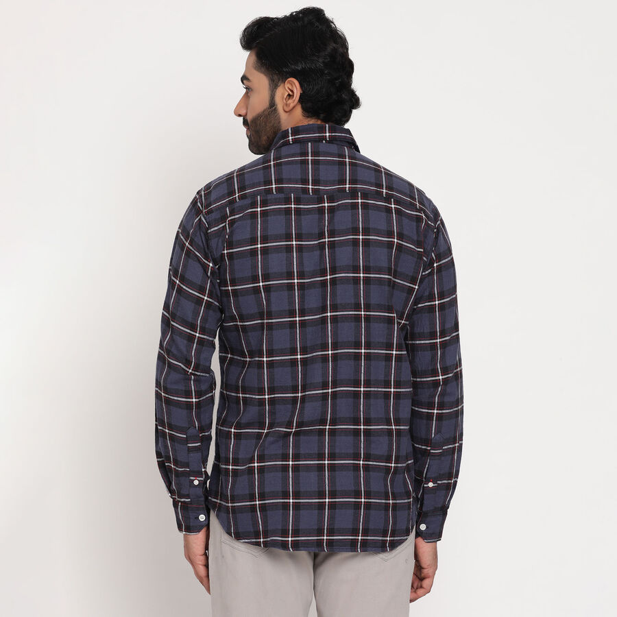 Cotton Checks Casual Shirt, Navy Blue, large image number null