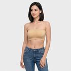 Women's Beige Strapless Tube Bra, गहरा पीला, small