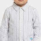 Boys White Cotton Collar Regular Fit Shirt, White, small