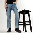 Men's Light Blue Straight Fit Cargo Jeans, Mid Blue, small image number null