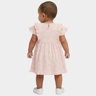 Infants' Pink Regular Fit Daisy Printed Ruffle Sleeve Frock, Light Pink, small