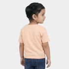 Girls Peach Cotton Round Neck Regular T-Shirt, Peach, small