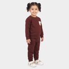 Girls Wine Round Neck Lounge Hipster Set, वाइन, small