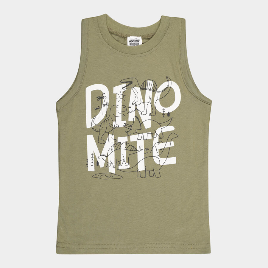 Boys Round Neck T-Shirt, Olive, large image number null