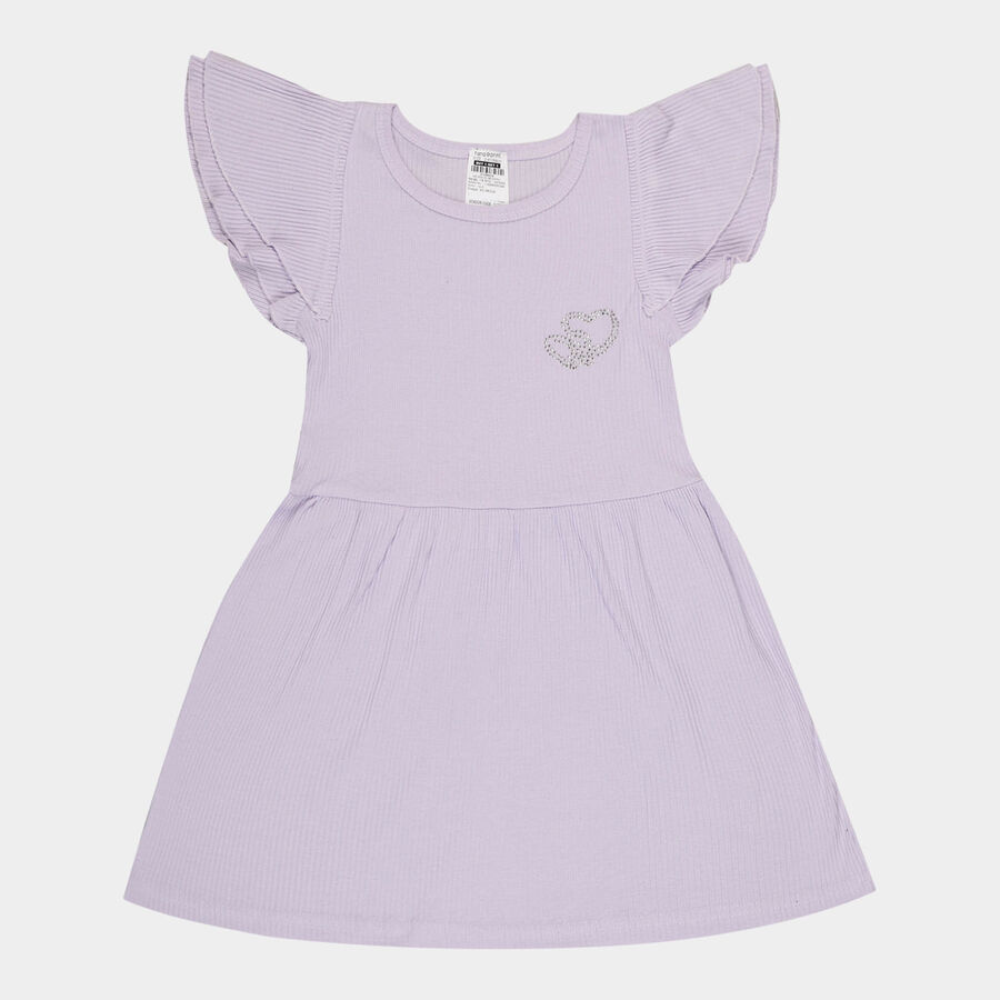 Girls Cotton Frock, Lilac, large image number null