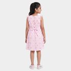 Girls' Lilac Striped Floral Printed Fit and Flare Frock, Lilac, small
