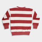 Boys Deep Maroon and White Crew Neck Casual Sweatshirt, मरून, small image number null