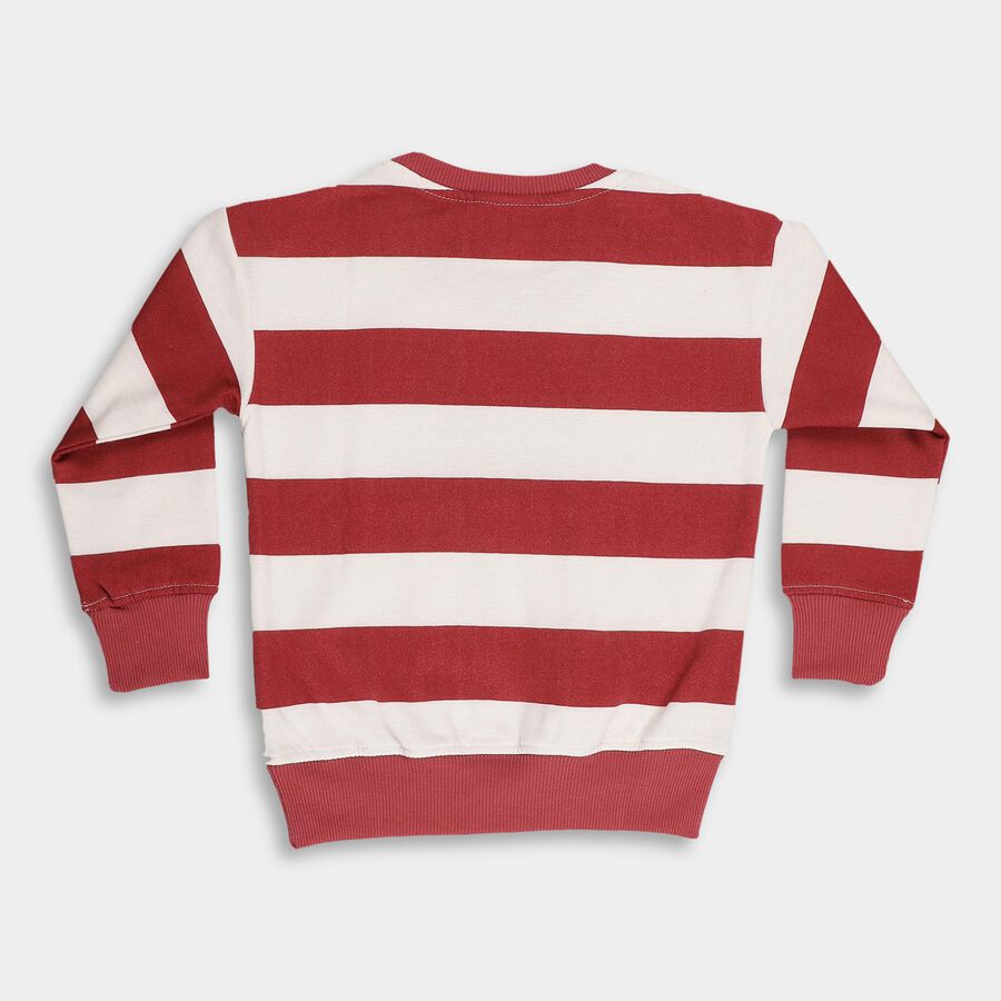 Boys Deep Maroon and White Crew Neck Casual Sweatshirt, मरून, large image number null
