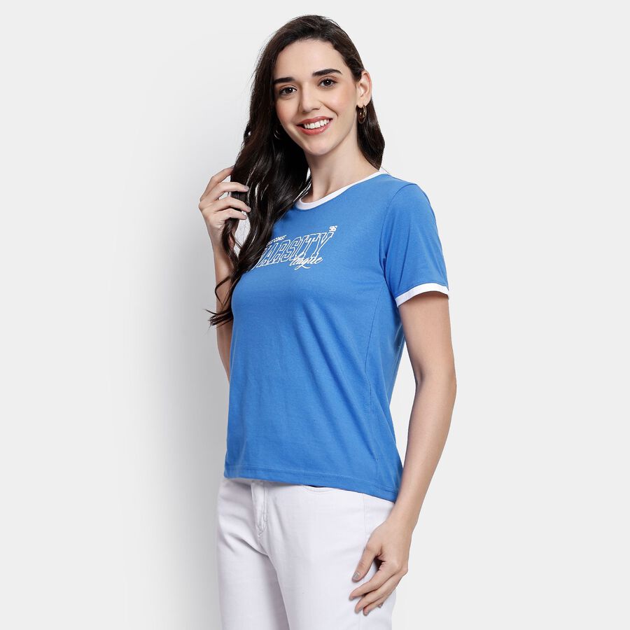 Ladies' Round Neck T-Shirt, नीला, large image number null