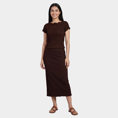 Women's Brown Textured Co-ord Set