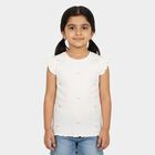 Girls White Round Neck Casual T-Shirt, White, small