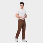Men's Khaki Straight Fit Solid Track Pants, Khaki, small