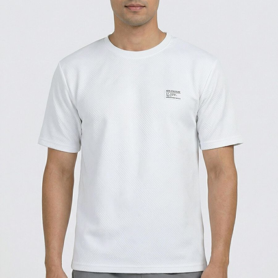 Men's Off-White Crew Neck Athleisure Drifit T-Shirt, Off White, large